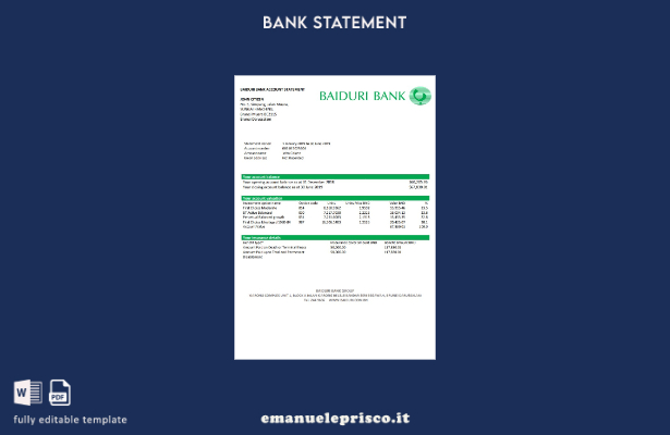 modello word di estratto conto bancario Brunei Baiduri in stile verificato